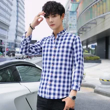 Весенняя клетчатая рубашка с длинными рукавами Мужская модная Молодежная Студенческая куртка для отдыха полная рубашка для бодибилдинга