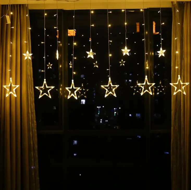 Подвесной светодиодный светильник-сосулька в виде звезды, Рождественский Сказочный светильник, гирлянда для дома, для свадебной вечеринки, занавеска, лампа для украшения сада