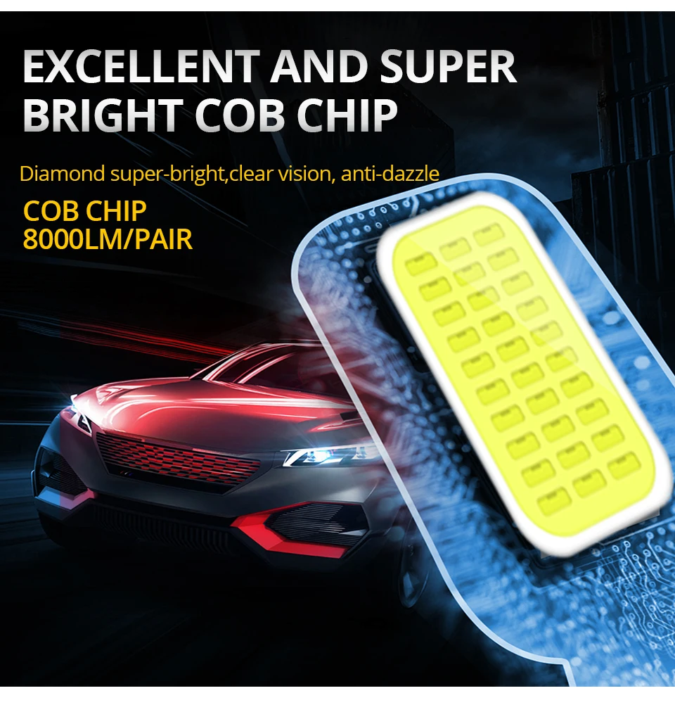 H4 LED Bulb Car Headllight LED H4 Hi lo Beam 4300K 8000K 12V Auto Headlamp Lamps Universal 8000LM 6500K White Car Led H4 Light (3)