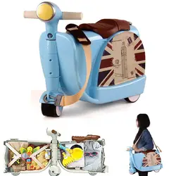 Dewel Дети милые игрушки трехколесный мотоцикл с чемоданы 2 в 1 тележки Чехол путешествия коробка для детей ездить rolling Чемодан