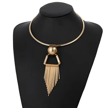 

12 Pieces/Lot Collar Necklace For Women Big Circle Tassel Pendants Torques Necklaces Charm Gold Color Choker Statement Jewelry