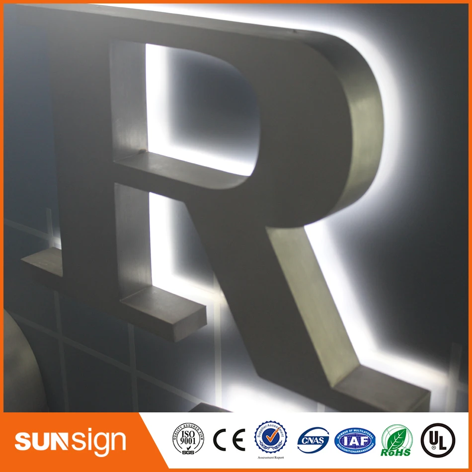 factory price stainless steel lighting custom outdoor sign