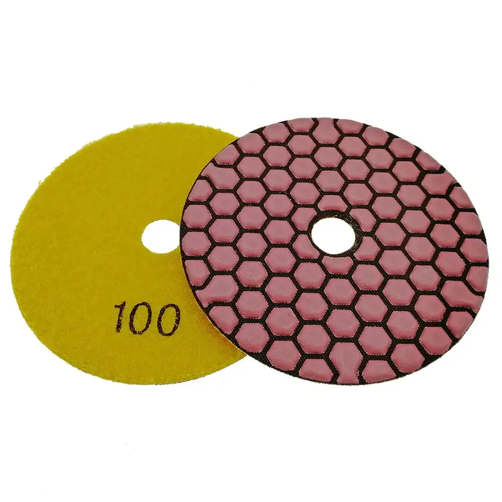 7pcs 4" Resin bond diamond flexible Dry polishing pads Grit #100 For granite marble ceramic 100mm dry sander disk sanding disc