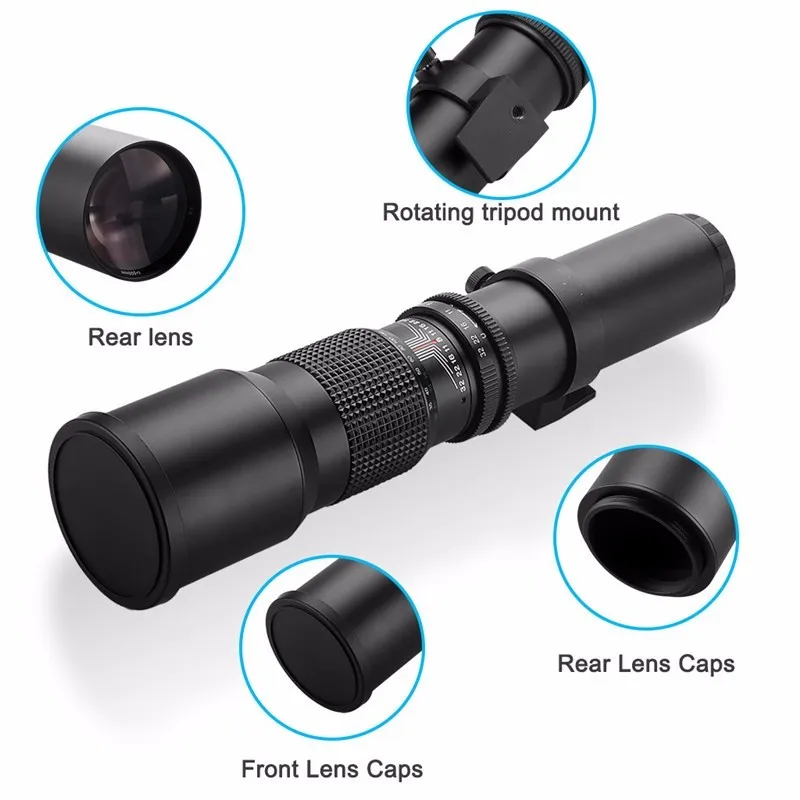 Lightdow 500 мм F8.0-F16 объектив Ручной телефото зум объектив камеры+ T2 Т-образный адаптер кольцо для Cannon Nikon sony Olmpus камера s