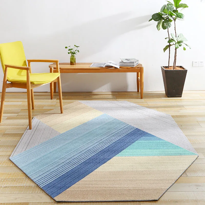 

Unique irregular geometric living room rug, Nordic big size bedside carpet, blue decoration office carpet ,ground mat