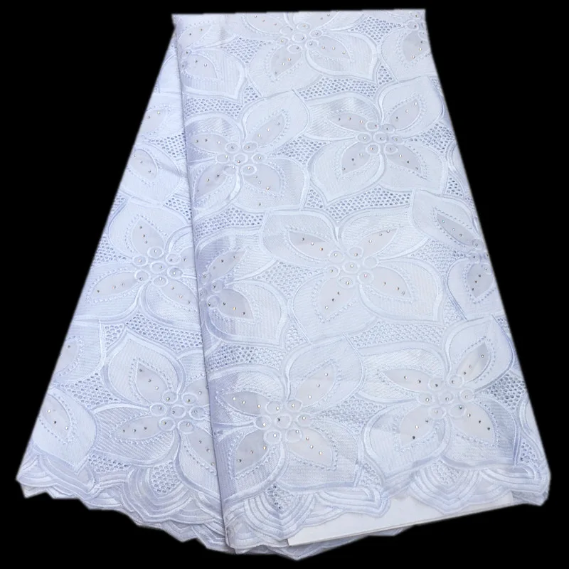 

New arrival White Swiss Voile Lace In Switzerland 2019 High Quality African Dry Cotton Voile Lace Fabric For Wedding Dress QG981