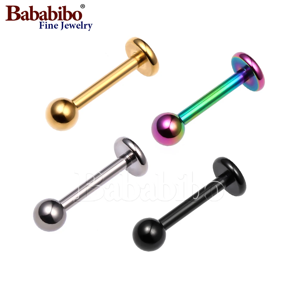 

Tragus Ear Piercing(Labret Lip Piercing),Titanium,16g, 6-10mm,Sliver Blcak Gold Rainbow
