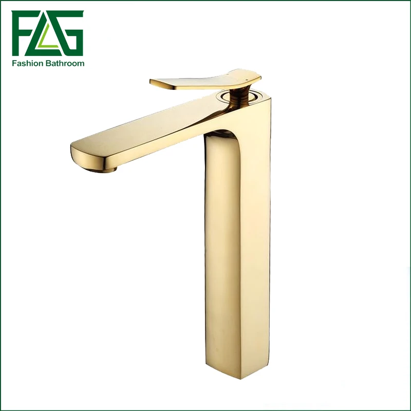Free Shipping New Arrival Bathroom Gold Basin Faucet Gold Finish Brass Mixer Tap Tall torneiras para