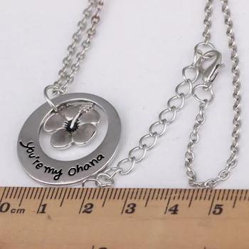 

Wholesale You are my ohana Flower Necklace Silver Plated Pendant Necklace 10Pcs/Lot