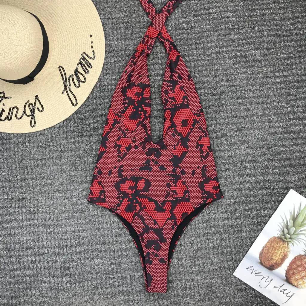 Женский слитный купальник Maillot De Bain сексуальный со змеиным принтом бикини