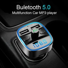 CDEN รถ mp3 เครื่องเล่นเพลงบลูทูธ 5.0 ตัวรับสัญญาณ FM transmitter Dual USB car charger U disk TF card เพลง lossless ผู้เล่น(China)