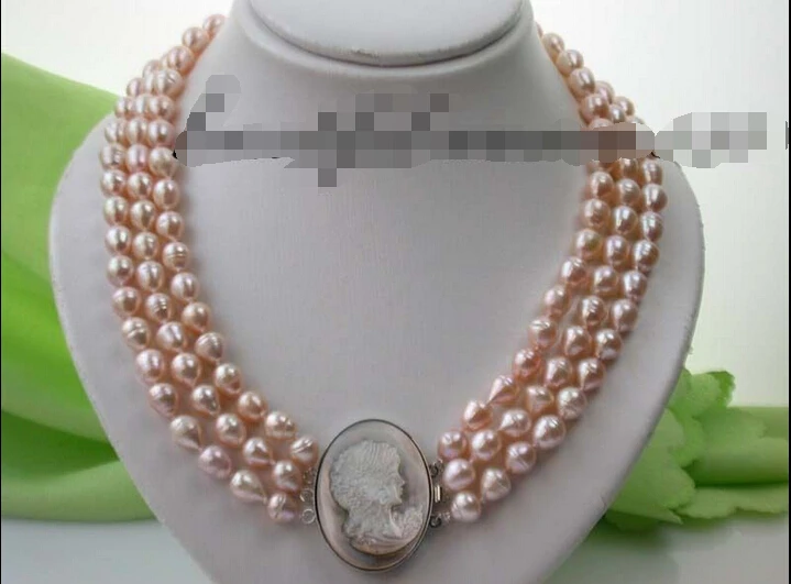 

Free shipping >>>>>z1759 3row 11mm pink drip fw pearl necklace shell clasp