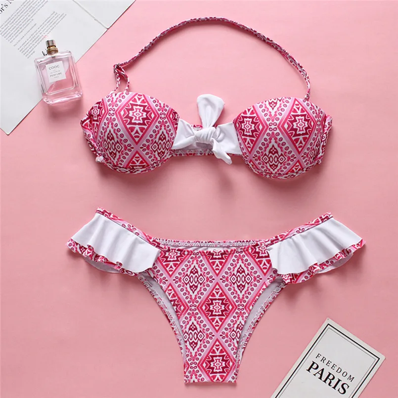 Sexy Women Underwear Set lovely Print Push-Up Pad Sport Bathing Sport Bra Set Summer Clothes Tankini Set Sujetador 35DE26 (20)