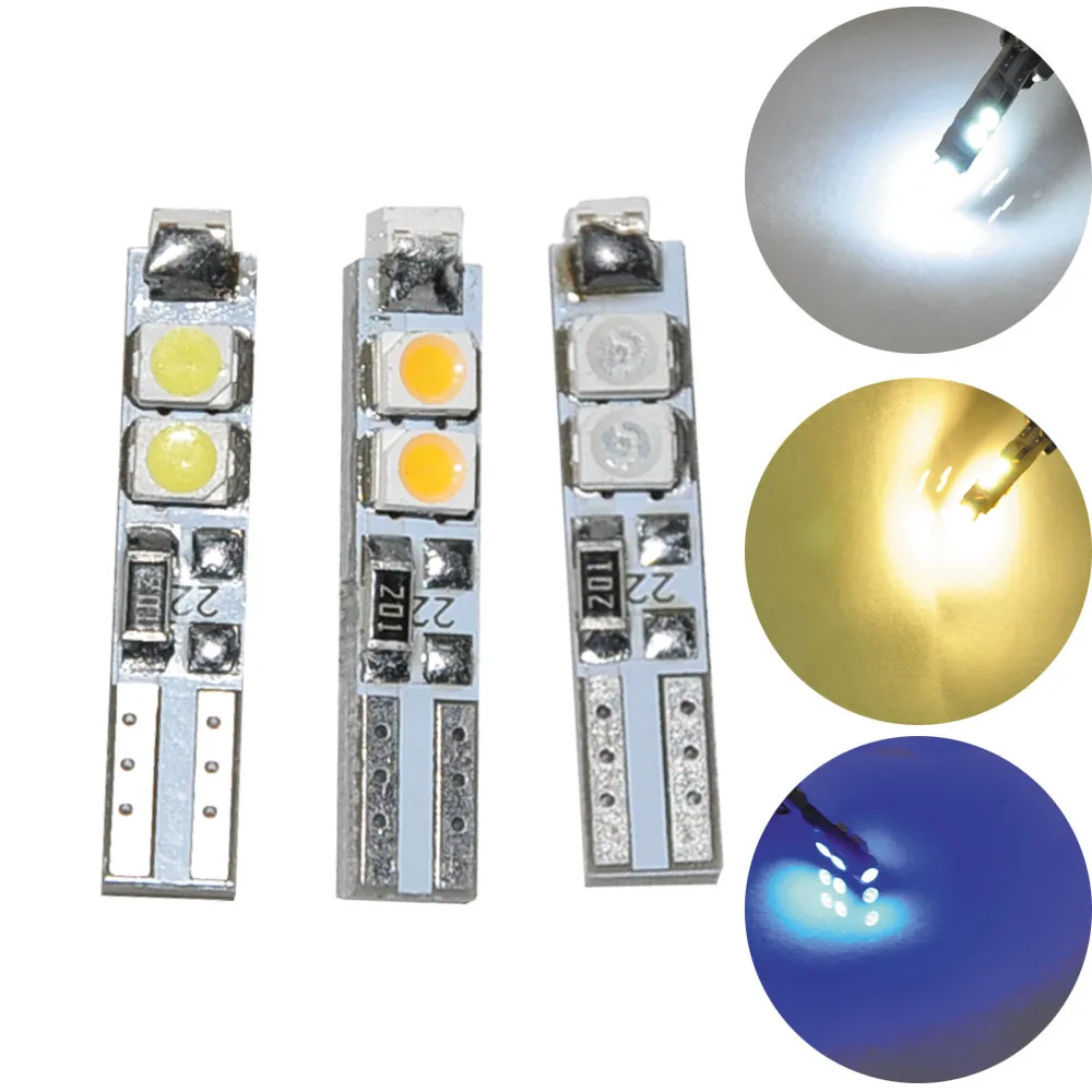 

50PCS T5 5SMD 3528 LED 58 70 73 74 Dashboard License Plate Bulb Light Pure White Warm white blue