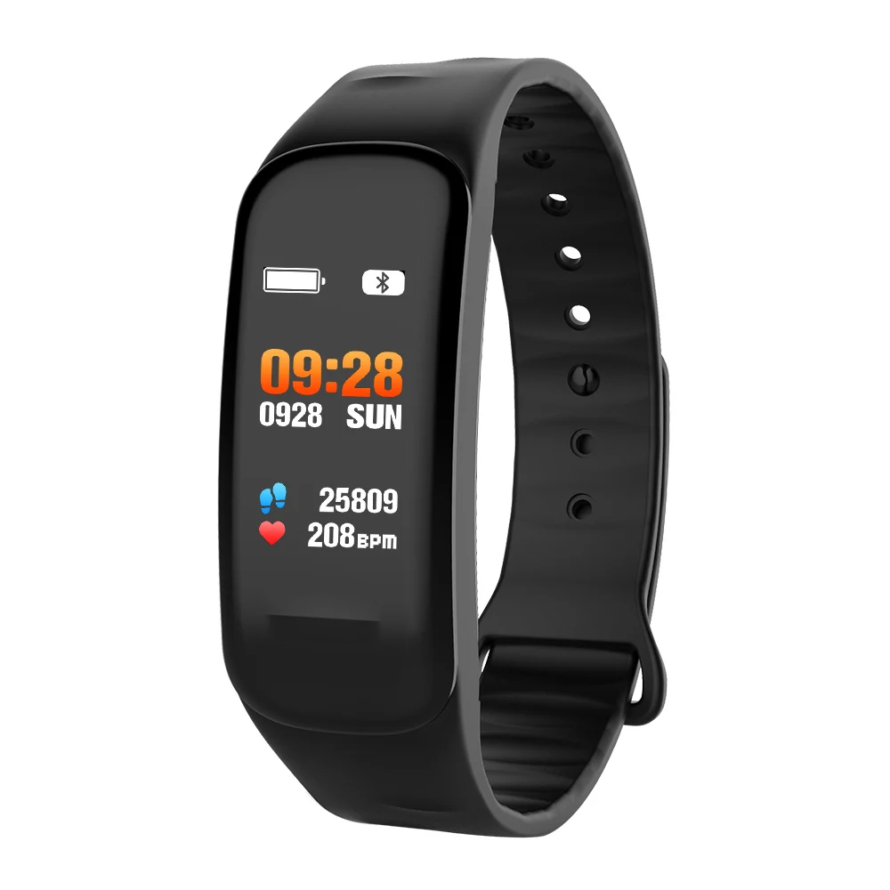 Цветной экран умный Браслет Водонепроницаемый Монитор Сердечного Ритма здоровье фитнес-трекер Bluetooth Смарт-часы для спорта PK MI Band4 - Цвет: Черный