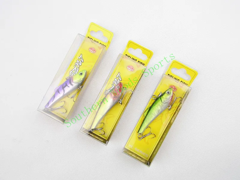 

5pcs/lot VIB casting fly Fishing hard Lure Bait with 2hook spinner bait plastic fishing lure Fishing Tackle crank minnow 68mm