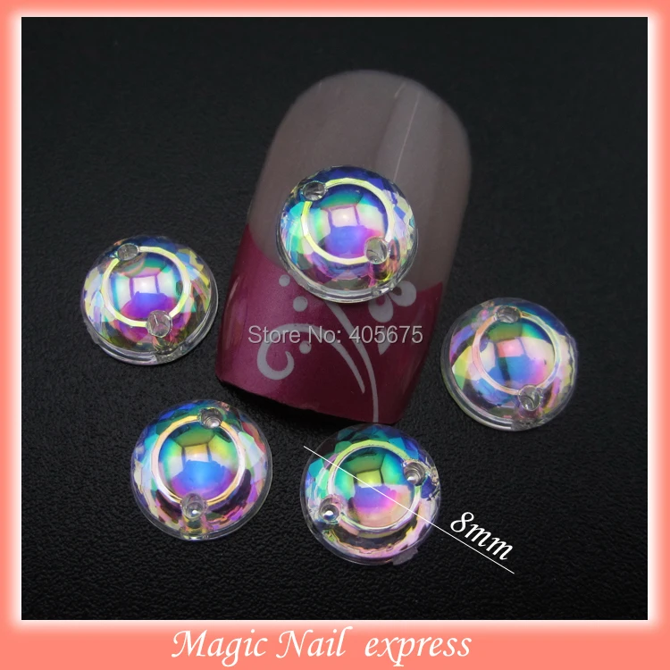 

MNS468 8MM glitter round flat back Acrylic cabochon 3d nail art decoration charms 100pcs