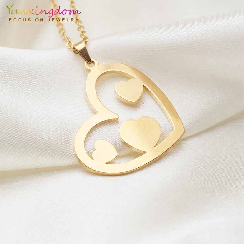 Yunkingdom pretty heart design ожерелье из нержавеющей стали серьги гвоздики ювелирные наборы