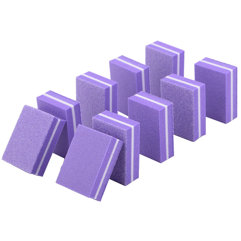 100Pcs Professional Nail Files Sanding Mini Small Purple Buffer Block Buffer Manicure Polish 100/180 Nail Art Sponge Tools