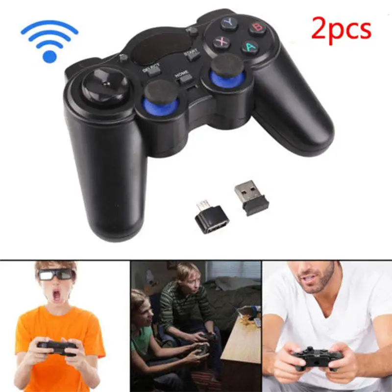 

2 Pcs 2.4G Wireless Game Controller Gamepad Joystick for PS3 Android TV Box analog sticks with 2 OTG Adapter 2 USB receiver r25