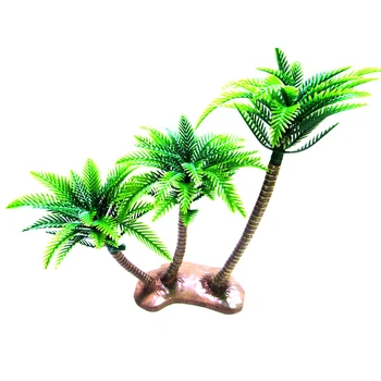 

10pcs 26cm Artificial Plastic Plant Gardening Plant Decoration Three Coconut Trees Miniature Model Trees For Railroad DIY House