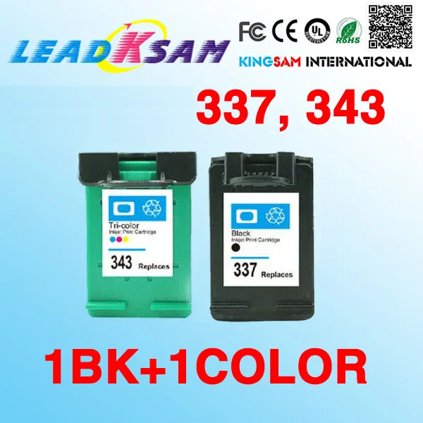 1BK + 1 цвет для 337 343 совместимый картридж с чернилами hp337 Photosmart C4180 C4190 2575 8050 D5160 hp Deskjet
