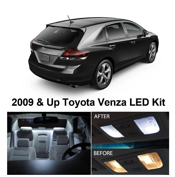 

Free Shipping 8Pcs/Lot car-styling Xenon White Premium Package Kit LED Interior Lights For Toyota Venza 2009 & Up