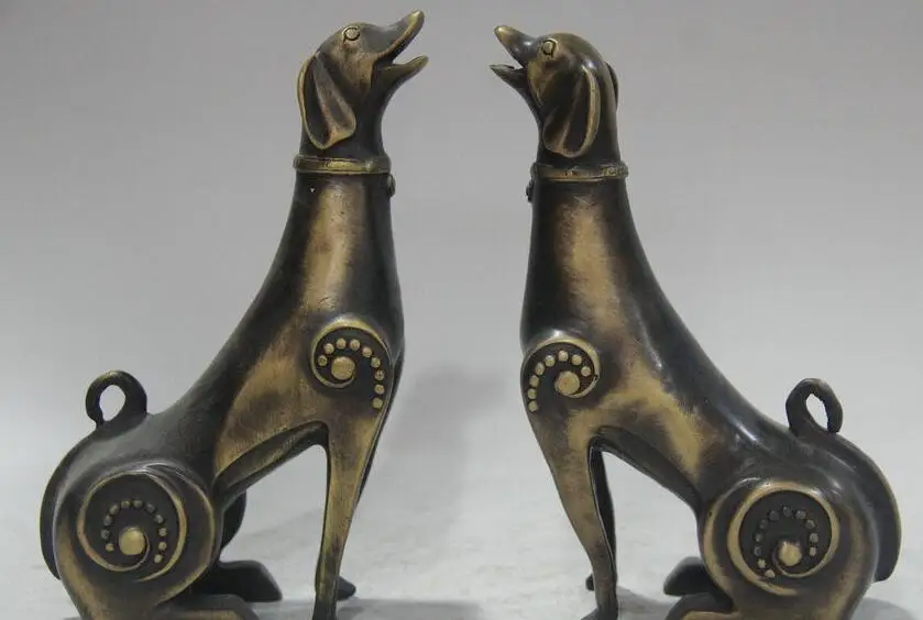 

Details about 7" China Chinese Copper Folk FengShui Zodiac Year Dog Guard Animal Statue Pair