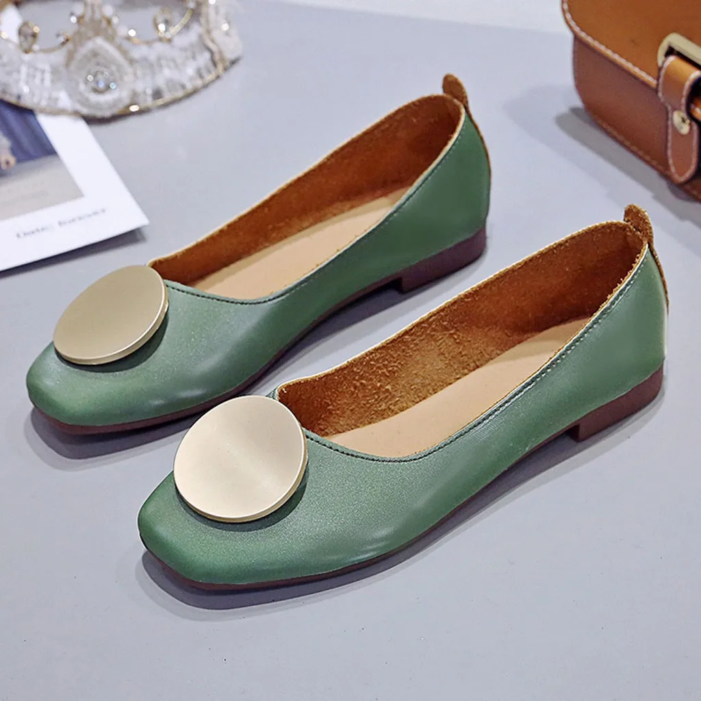 Обувь на плоской подошве; женская обувь на плоской подошве с квадратным носком; модная повседневная обувь без застежки; однотонные пикантные лоферы; женская обувь на плоской подошве; Цвет Зеленый