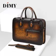 DIMY İtalyan dana derisi deri evrak çantaları erkekler için 2018 Macbook el yapımı Laptop çantaları iş çantası tote Vintage omuzdan askili çanta