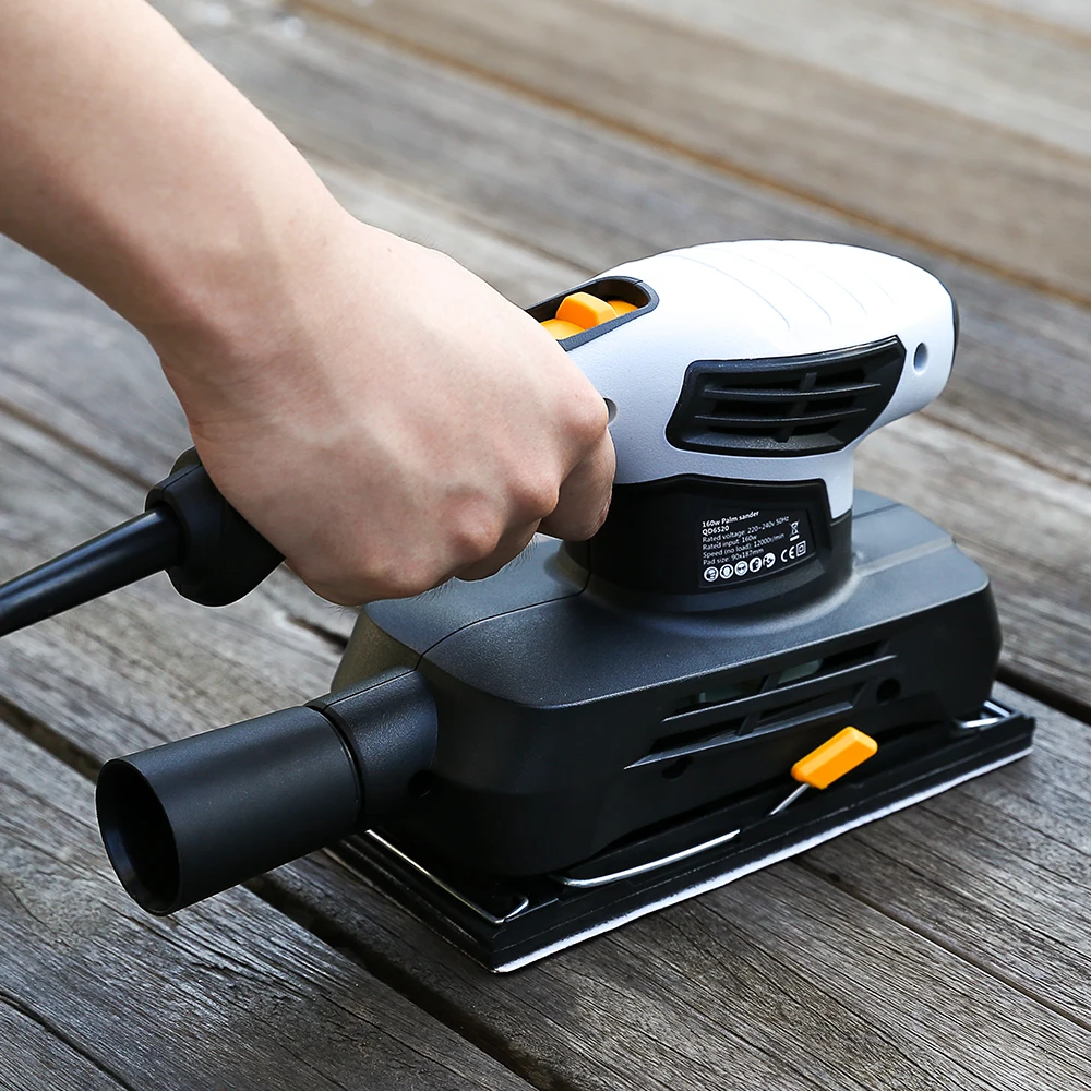 DEKO DKFS16Q1 230V Sheet Sander with 15pcs Sandpaper and Dust Exhaust 160W Power Tool Home DIY Trimmer Electric Sander