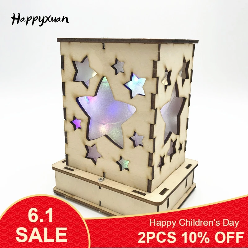 

Happyxuan Girls DIY Science Educational Toys Electric Kits Lab Experiments For Children Stars in Bottle LED Crafts Kids Creative