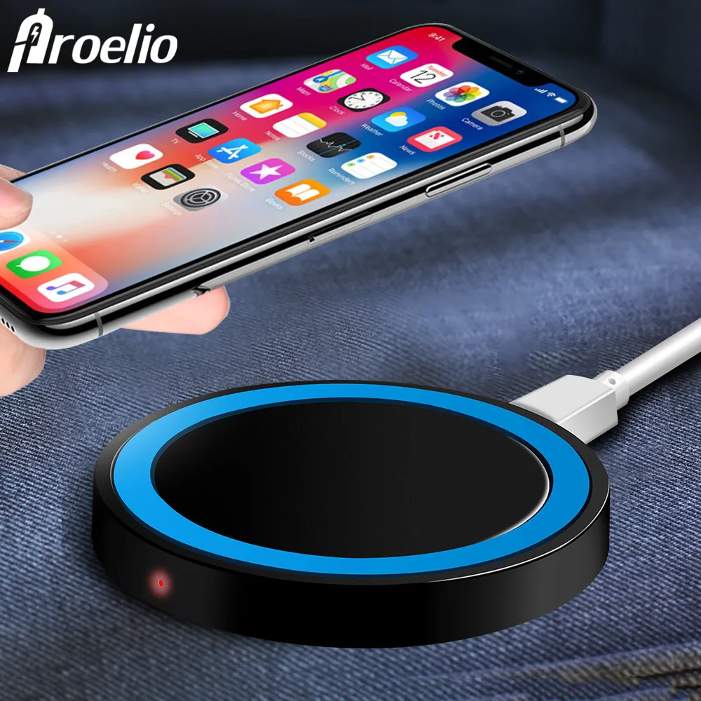 

Proelio Round Wireless Charger Fast Charging USB Charger For iphone XR X 8 Samsung Note 9 S9 Plus Phone Qi Wireless Charger Pad