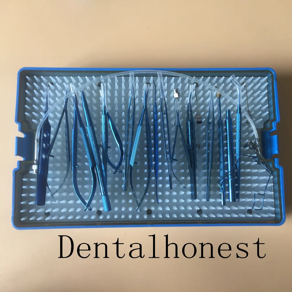 21PCS Titanium Cataract Set Eye with sterilization tray box cas double