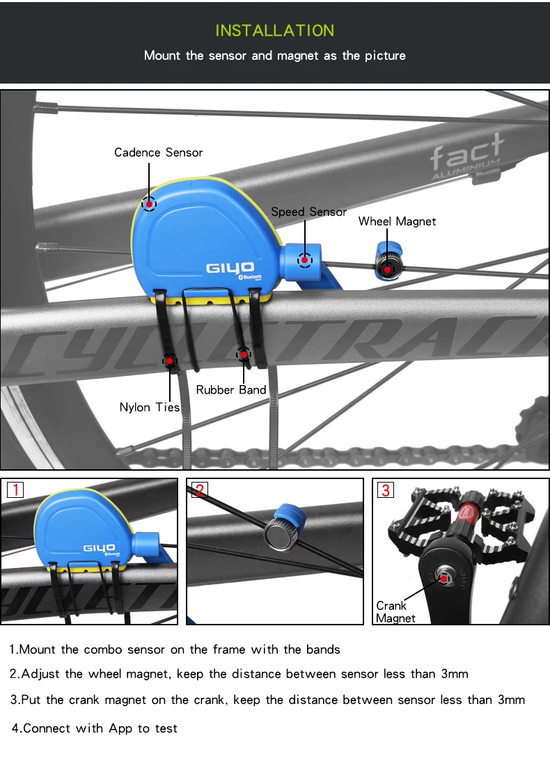 GIYO датчик скорости вращения педалей велосипедный компьютер беспроводной измеритель скорости фитнес Bluetooth 4,0/IOS/Android велосипедный компьютер для езды на велосипеде