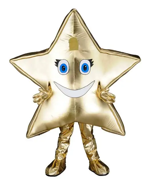 

brilliant golden star mascot costume Adult size Cartoon Christmas top star theme Mascotte Fancy Dress Carnival Kits Suit
