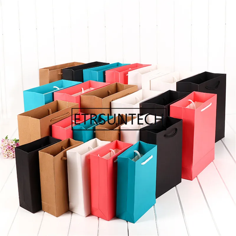 

200pcs/lot Factory wholesale Creative Paper Gift Bag Business Gift Bag Shopping Packing Party Decoration wedding box 20 Size