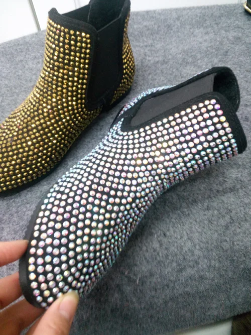 SWYIVY/роскошные женские ботильоны в европейском стиле со стразами; коллекция года; сезон осень-зима; женские короткие ботинки «Челси»; женские зимние ботинки на плоской подошве