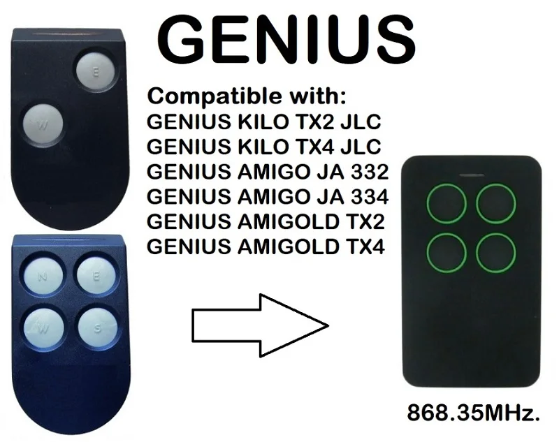 

GENIUS AMIGO JA 332, AMIGO JA 334 Compatible Remote control 868.35MHz