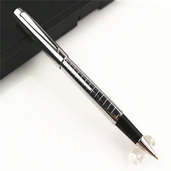 

Hot sale Luxury carving silvery metal grid Stainless steel Business pen Writing Nib medium rollerball pen