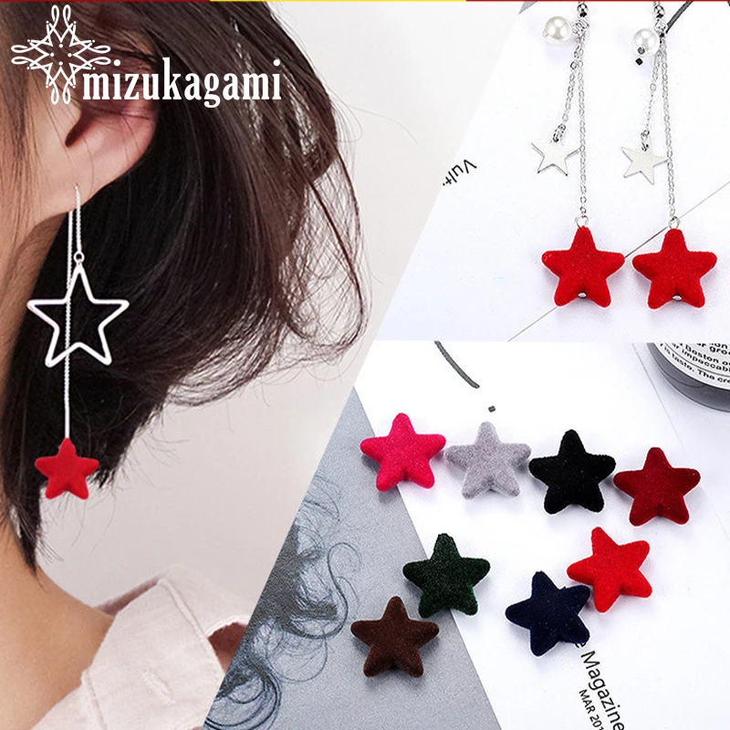 

2pcs/lot Five Pointed Stars Pile Coating Single Beads Hang Up Drop Earrings Ear Line For DIY Earrings Accessories