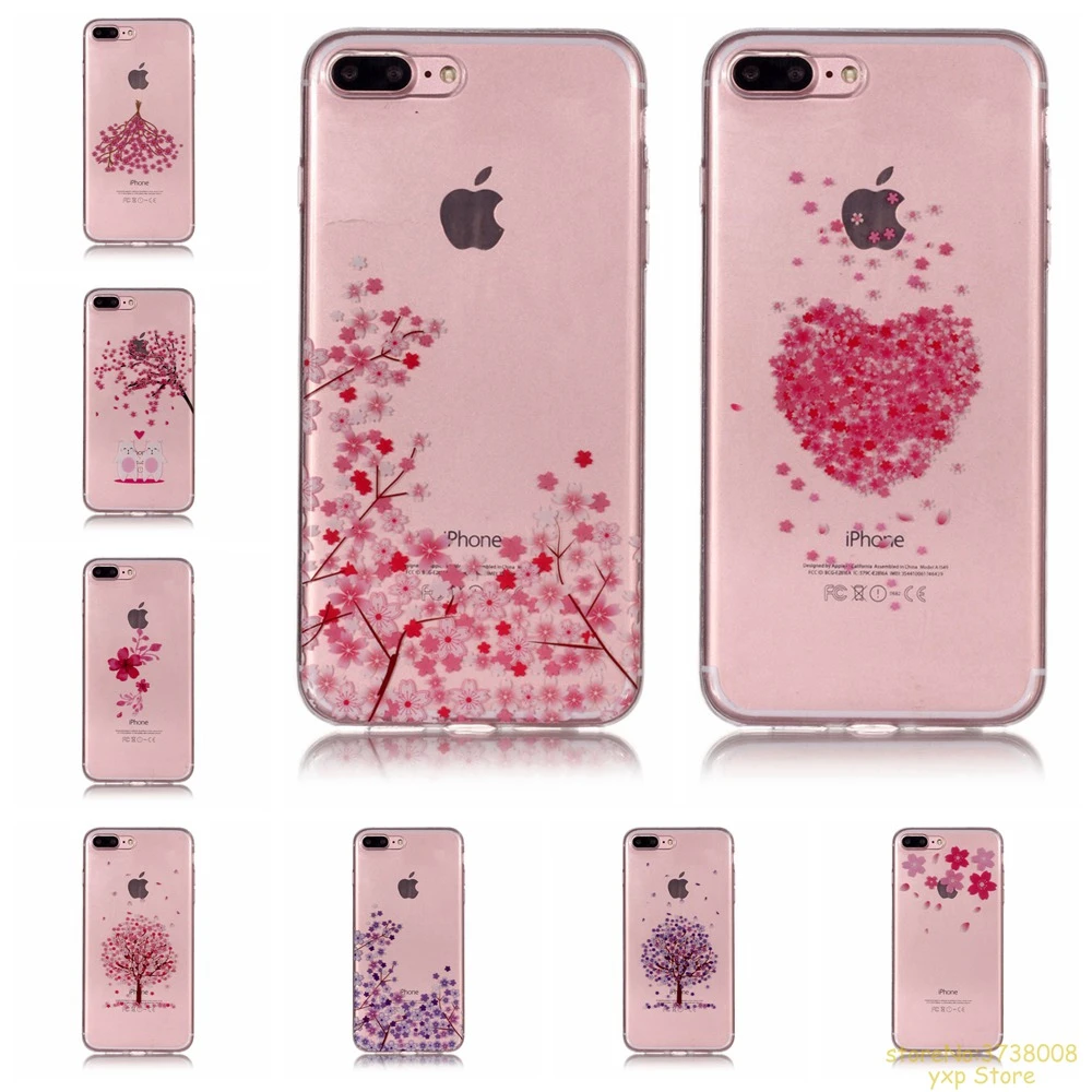 Flower Series Simple Style Painting Soft Silicone Tpu Phone Case For Apple Iphone 7 8 Plus Cover Etui Kryt Fundas Husa Tok Caso Half Wrapped Cases Aliexpress