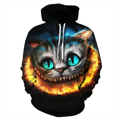 

2019 New Fashion 3d Hoodies Men/Women Sweatshirts 3d Print Angry Cat Thin Hooded Hoodies Cool Hoody Tops harajuku streetwear