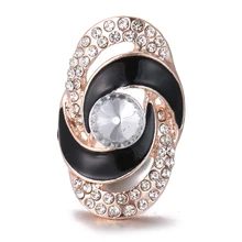 Розовое золото цвет оснастки ювелирные изделия полые цветок масло металлические кнопки со стразами подходят DIY 18 мм браслеты с застежкой и браслеты ювелирные изделия