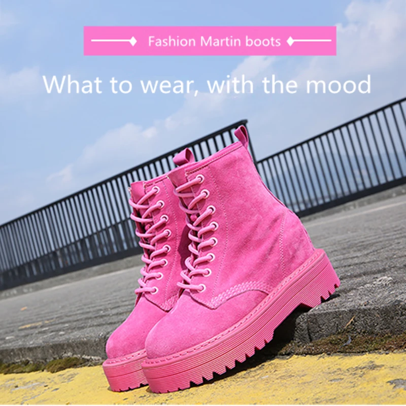 

Increased Martin boots winter new women's belt leather thick bottom plus velvet warm boots England College wind women's boots
