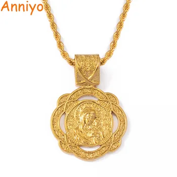 

Anniyo Mary Our Lady Pendant Necklaces for Women Men Gold Color Blessed Virgin Mary Jewelry Religion Gifts for #194506