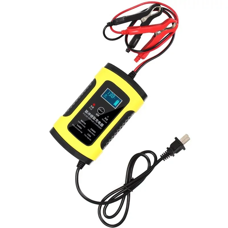 Full Automatic Car Battery Charger 12V 5A Pulse Repair Charger with LCD Display Motorcycle Car Lead Acid Battery Charger