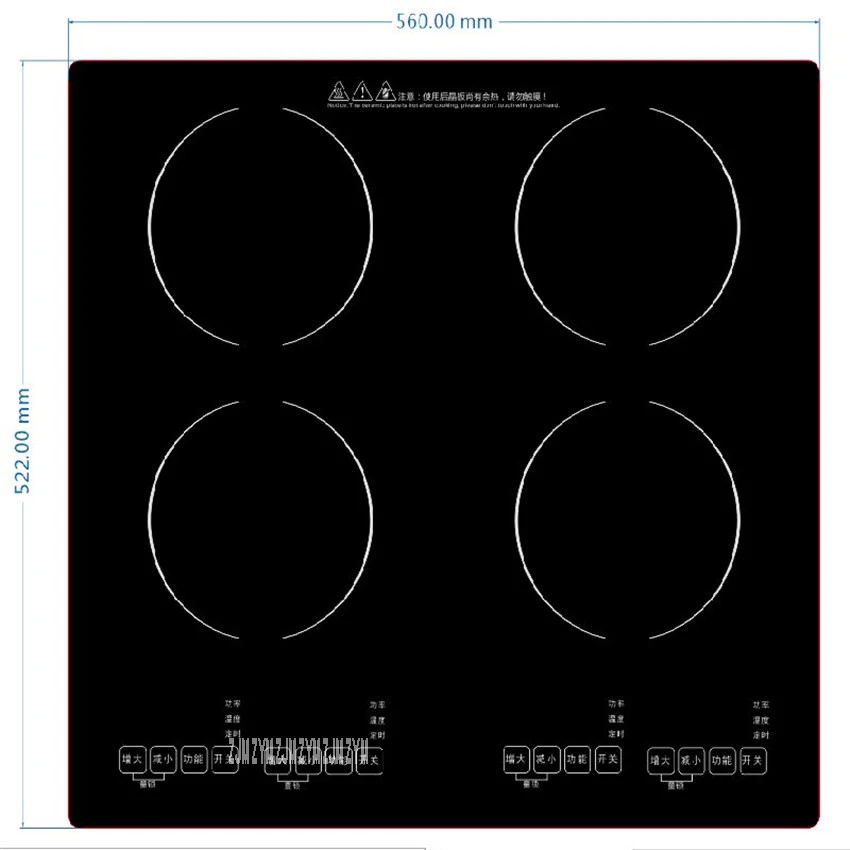 C43 бытовые электрические керамические нагреватели 4 конфорки индукционная плита встроенная электрическая керамическая плита сенсорная панель управления 6000 Вт Мощность
