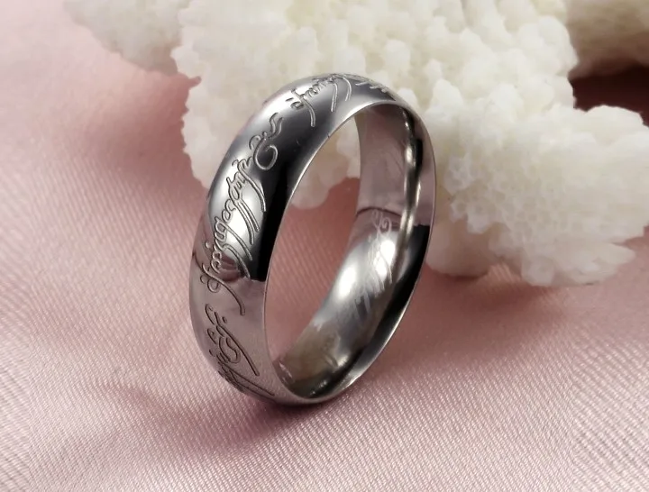 Seanuo 6 мм Нержавеющая сталь Властелин колец для Для мужчин модные Вольфрам полированная Magic Хоббит Плёнки Кольцо мужское кольцо из Мощность 7-12