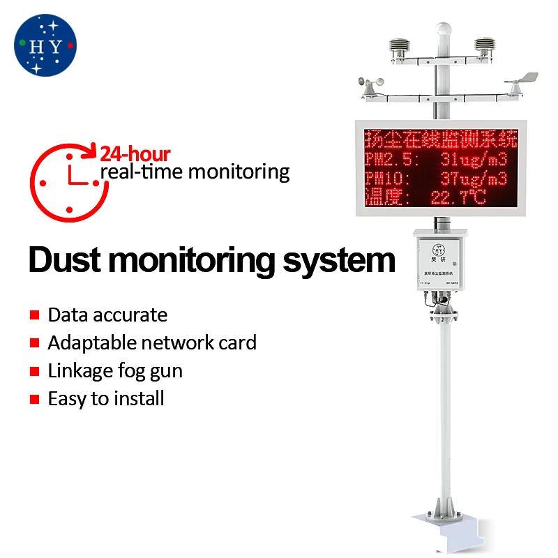 Dust noise monitoring system PM2.5 PM10 dust noise temperature and